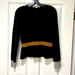 Veronica Beard Peplum V-neck Cashmere Sweater in Black Size small